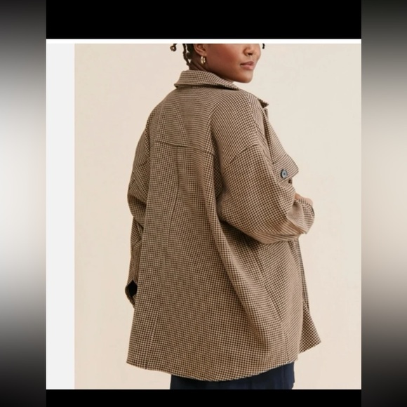 Current Air Anthropologie Houndstooth Shirt Jacket Shacket Brown Black 
Medium - Picture 5 of 12